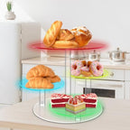 Cake Stand with Rechargable Light, 4 Tier LED Acrylic Cupcake Stand, Round Cake and Cupcake Stand Combo, Clear, alternate