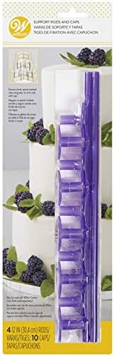 Cake Support Rods and Caps, Stacking Kit, 14-Piece in 12 inches in Purple