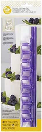 Cake Support Rods and Caps, Stacking Kit, 14-Piece in 12 inches in Purple