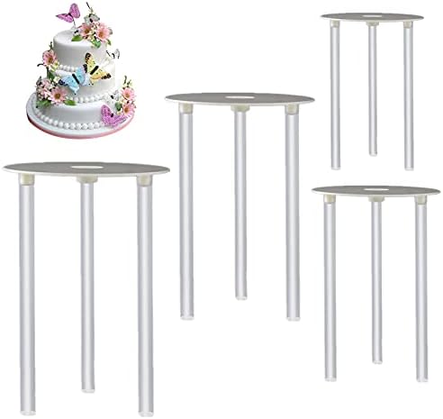 Cake Tier Stacking kit, 4 Pcs White Reusable Separator Plates for 4, 6, 8, 10, Inch Tiered Cakes and 12 Cake