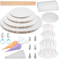 Cake Tier Stacking Kit for 4-Layer Cake, White Cake Boards 10’’-8’’-6’’-4’’ in White