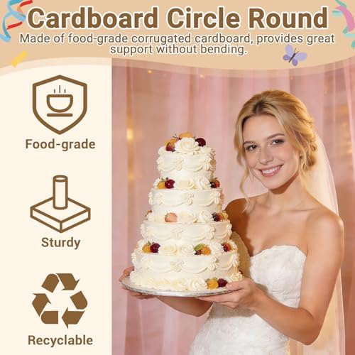 Cake Tier Stacking Kit for 4-Layer Cake, White Cake Boards 10’’-8’’-6’’-4’’ in White, alternate view 5