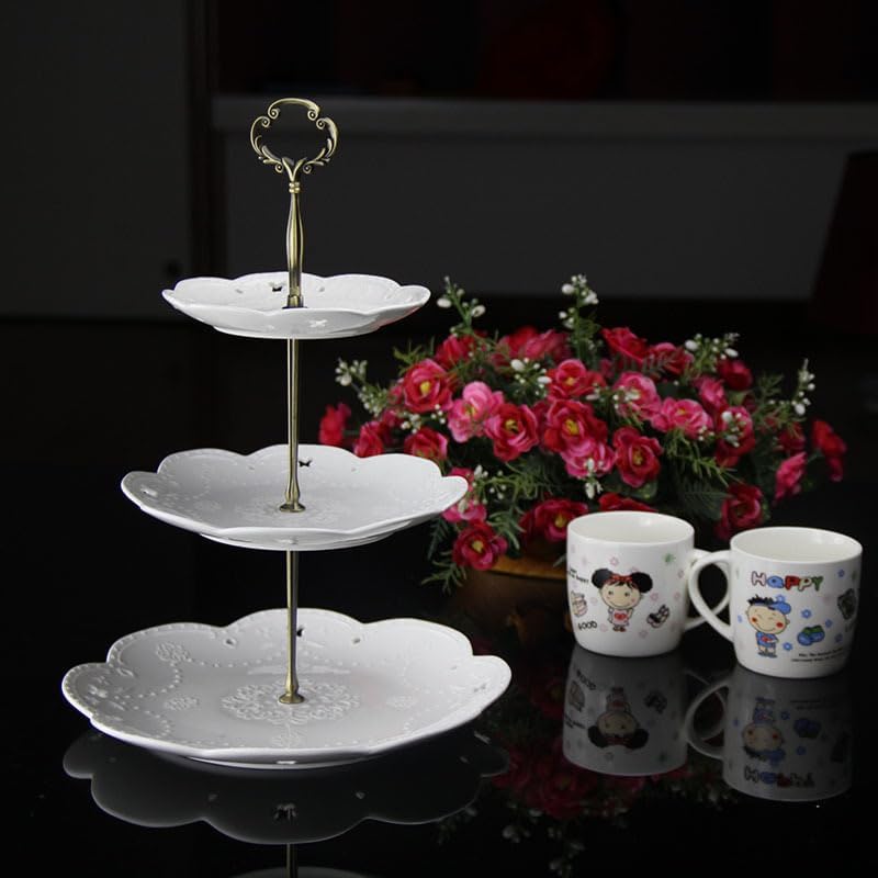 Cake Tray Stand Metal Fruit Plate Stand 3 Tier Heavy Metal Cupcake Dessert Plate Stand Hardware Fitting Rod, alternate view 2