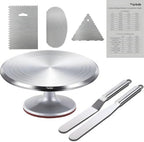 Cake Turntable Aluminum Alloy, 12 Inch Rotating Cake Stand Decorating Kits with Stainless Steel Icing Spatula