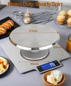 Cake Turntable Aluminum Alloy, 12 Inch Rotating Cake Stand Decorating Kits with Stainless Steel Icing Spatula, alternate view