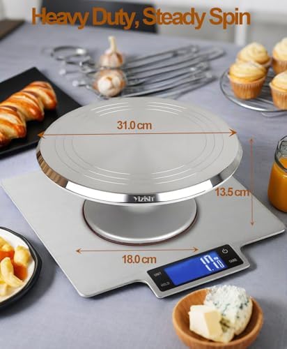 Cake Turntable Aluminum Alloy, 12 Inch Rotating Cake Stand Decorating Kits with Stainless Steel Icing Spatula, alternate view