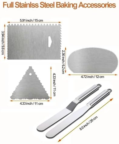 Cake Turntable Aluminum Alloy, 12 Inch Rotating Cake Stand Decorating Kits with Stainless Steel Icing Spatula, alternate view