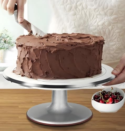 Cake Turntable Aluminum Alloy, 12 Inch Rotating Cake Stand Decorating Kits with Stainless Steel Icing Spatula, alternate view