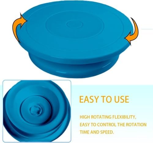 Cake Turntable Stand, 11 Inch/28CM Revolving Cake Decorating Stand with Blue Painting, Bakery Supplies for, alternate view 3