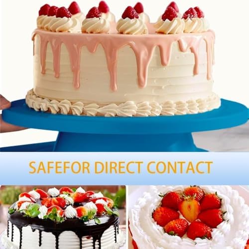 Cake Turntable Stand, 11 Inch/28CM Revolving Cake Decorating Stand with Blue Painting, Bakery Supplies for, alternate view 6
