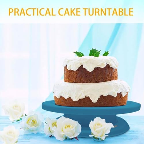 Cake Turntable Stand, 11 Inch/28CM Revolving Cake Decorating Stand with Blue Painting, Bakery Supplies for, alternate view 7