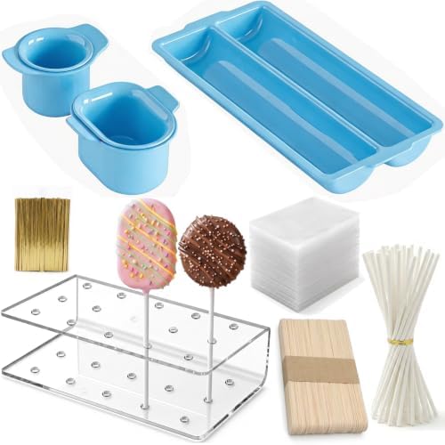 Cakesicle Cutter and Cake Pop Mold Set, Complete Baking Kit with Acrylic Stands Trays Pusher Sticks Cellophane