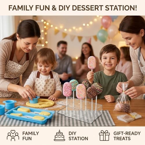 Cakesicle Cutter and Cake Pop Mold Set, Complete Baking Kit with Acrylic Stands Trays Pusher Sticks Cellophane, alternate