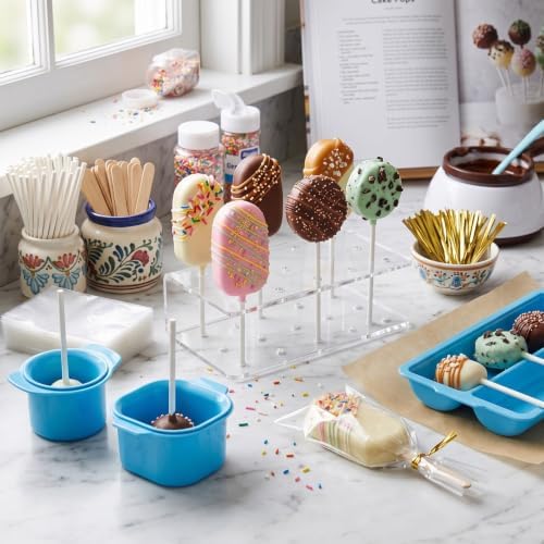 Cakesicle Cutter and Cake Pop Mold Set, Complete Baking Kit with Acrylic Stands Trays Pusher Sticks Cellophane, alternate