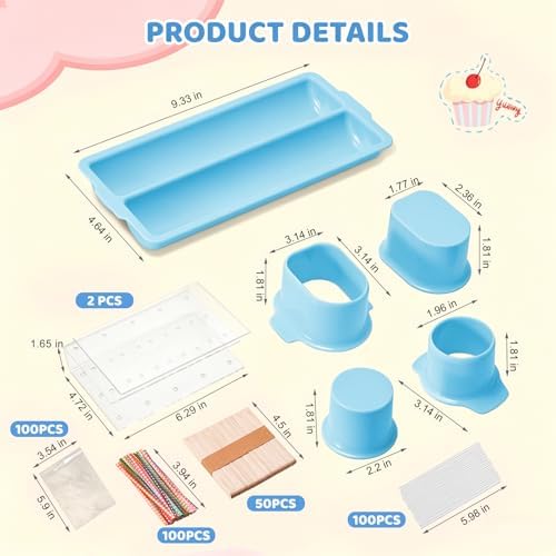 Cakesicle Cutter and Cake Pop Mold Set with Acrylic Stands, Tray, Sticks, Cellophane Bags & Ties - Complete, alternate view 3