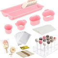 Cakesicle Cutter and Cake Pop Mold Set with Double Tray, Stand, Stick, Bag in L in Pink
