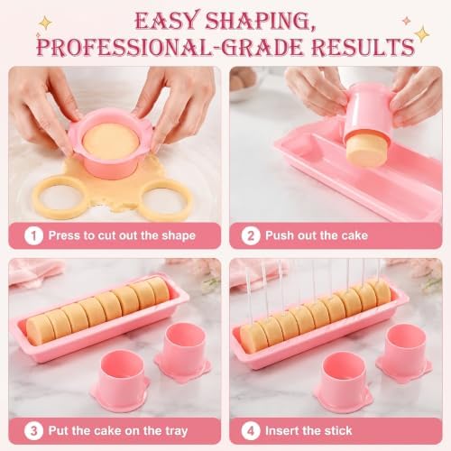 Cakesicle Cutter and Cake Pop Mold Set with Double Tray, Stand, Stick, Bag in L in Pink, alternate view 4