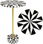 Calix 23.5" Round Compass Rose Pedestal Drink Table, Black in Black