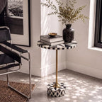 Calix 23.5" Round Compass Rose Pedestal Drink Table, Black in Black, alternate view 2