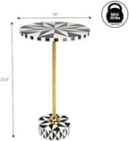 Calix 23.5" Round Compass Rose Pedestal Drink Table, Black in Black, alternate view 3