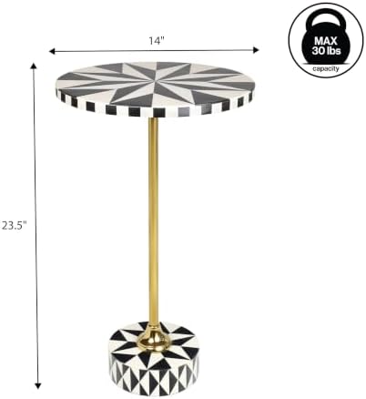 Calix 23.5" Round Compass Rose Pedestal Drink Table, Black in Black, alternate view 3