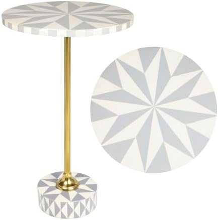 Calix 23.5" Round Compass Rose Pedestal Drink Table, Gray in Gray