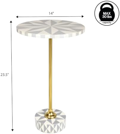 Calix 23.5" Round Compass Rose Pedestal Drink Table, Gray in Gray, alternate view 3