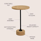 Calix 23.5" Round Cork Pedestal Drink Table, Brown in Brown, alternate view 4