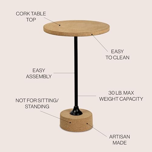 Calix 23.5" Round Cork Pedestal Drink Table, Brown in Brown, alternate view 4