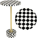 Calix 24" Round Checkerboard Pedestal Drink Table, Black in Black