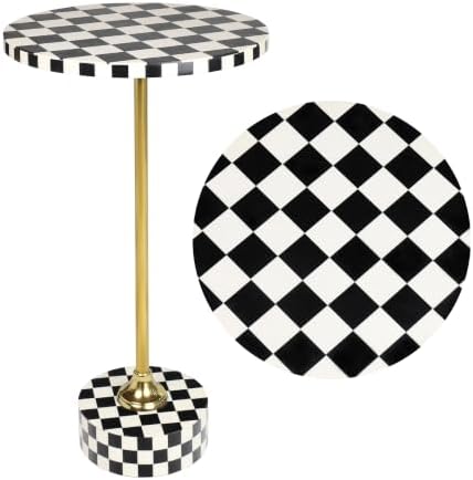 Calix 24" Round Checkerboard Pedestal Drink Table, Black in Black