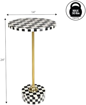 Calix 24" Round Checkerboard Pedestal Drink Table, Black in Black, alternate view 3