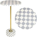 Calix 24" Round Checkerboard Pedestal Drink Table, Gray/White