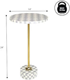Calix 24" Round Checkerboard Pedestal Drink Table, Gray/White, alternate view 3