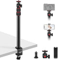 Camera Desk Mount with Holder & 360° Ball Head, 17"-40"/43-102cm Telescopic C Clamp Table Light Stand 1/4"