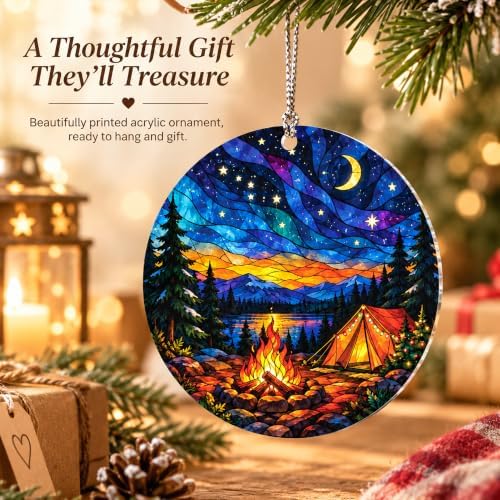 Camping Christmas Ornament, Starry Night Outdoor Decor, Camper Gift in Camping, alternate view 2