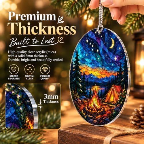 Camping Christmas Ornament, Starry Night Outdoor Decor, Camper Gift in Camping, alternate view 3