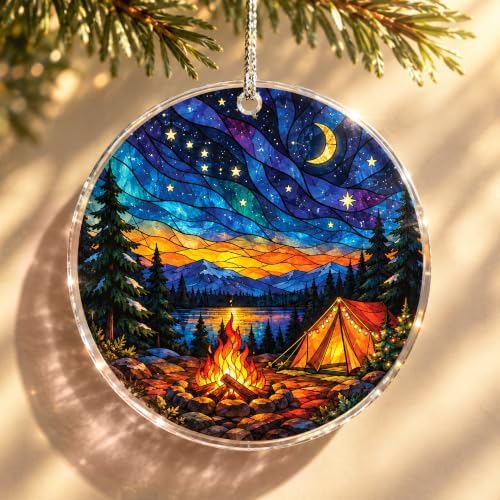 Camping Christmas Ornament, Starry Night Outdoor Decor, Camper Gift in Camping, alternate view 4