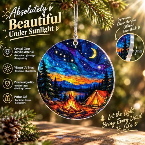 Camping Christmas Ornament, Starry Night Outdoor Decor, Camper Gift in Camping, alternate view 6