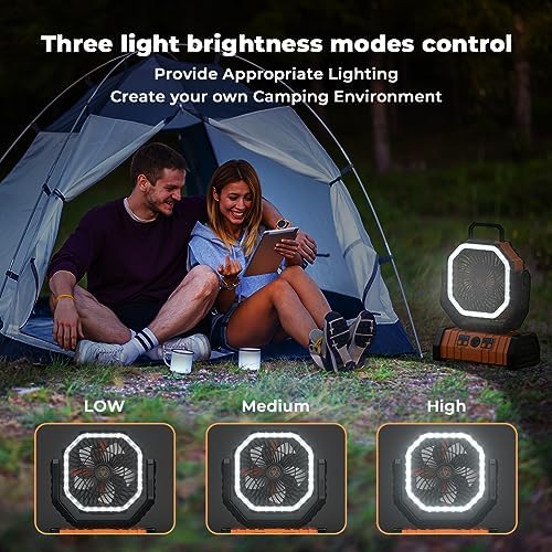 Camping Fan - 20000mAh Battery Powered Fan Rechargeable with LED Lantern - Portable Outdoor Tent Fans with, alternate view 5