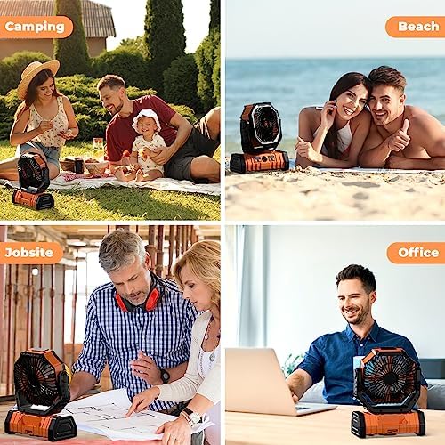 Camping Fan - 20000mAh Battery Powered Fan Rechargeable with LED Lantern - Portable Outdoor Tent Fans with, alternate view 6