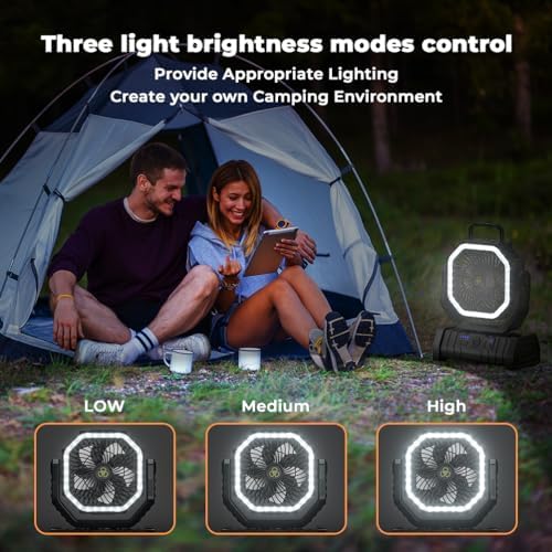 Camping Fan - 20000mAh Battery Powered Fan Rechargeable with LED Lantern - Portable Outdoor Tent Fans with, alternate view 5