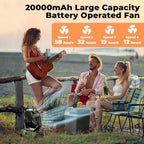 Camping Fan - 20000mAh Battery Powered Fan Rechargeable with LED Lantern - Portable Outdoor Tent Fans with, alternate view 4