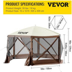 Camping Gazebo Screen Tent, 10 * 10ft, 6 Sided Pop-up Canopy Shelter Tent with Mesh Windows, Portable Carry Bag, alternate