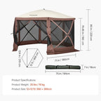 Camping Gazebo Screen Tent, 12x12ft, Brown/Beige in 12x12ft, alternate view 3