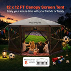 Camping Gazebo Screen Tent, 12x12ft, Brown/Beige in 12x12ft, alternate view 4