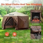 Camping Gazebo Screen Tent, 12x12ft, Brown/Beige in 12x12ft, alternate view 5