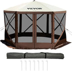 Camping Gazebo Screen Tent, 12x12ft, Brown/Beige in 12x12ft, alternate view 6