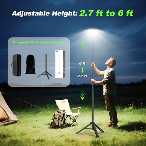 Camping Lights with Remote & Stand 6 Ft, 14000 mAh Rechargeable Camping Lantern Tent Light, 6000 Lumen Work, alternate view 3
