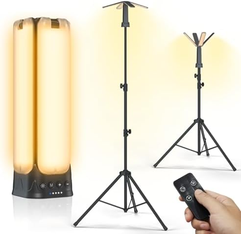 Camping Lights with Remote & Stand 8.2 Ft,14000 mAh Rechargeable Camping Lantern Tent Light, 6000 Lumen Magnetic